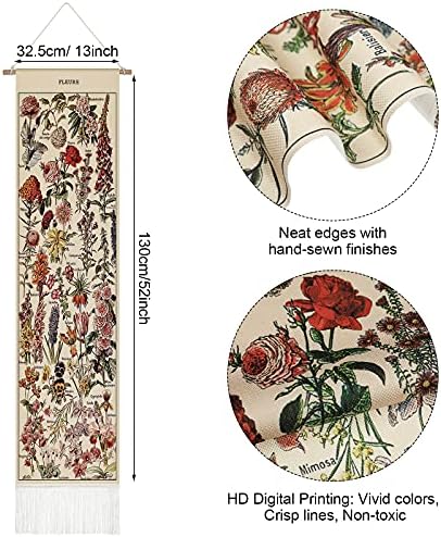 Tegeme Vintage Flower Wall Tapestry 52x13 Inch