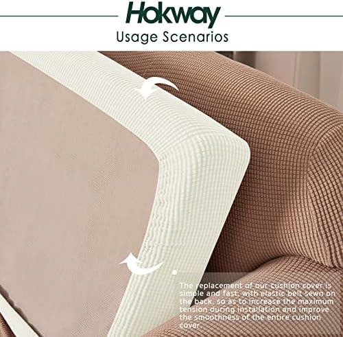 Hokway Reversible Stretch Couch Cushion Covers Set