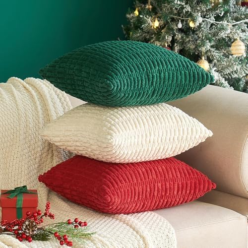 MIULEE 2-Pack 18x18 Inch Corduroy Throw Pillow Covers