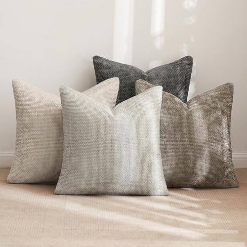 MIULEE 4-Pack 18x18 Inch Chenille Pillow Covers