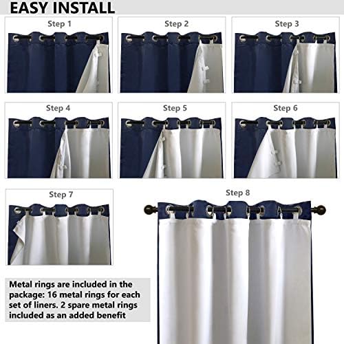 DriftAway Blackout Curtain Liner 2 Panels 50x58 Inch Off White
