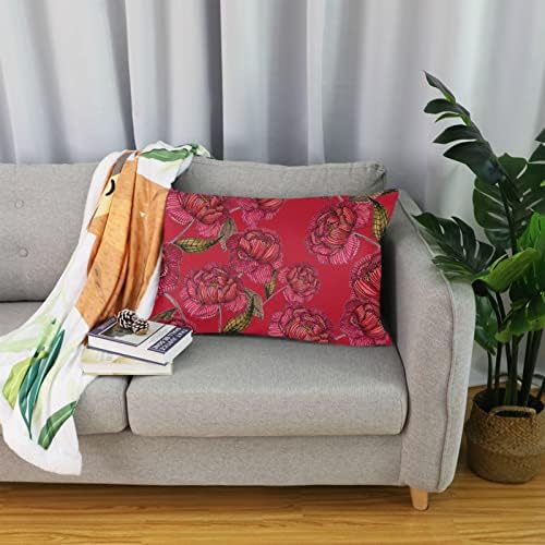 Susiyo Red Peonies Throw Pillow Covers with Hidden Zipper