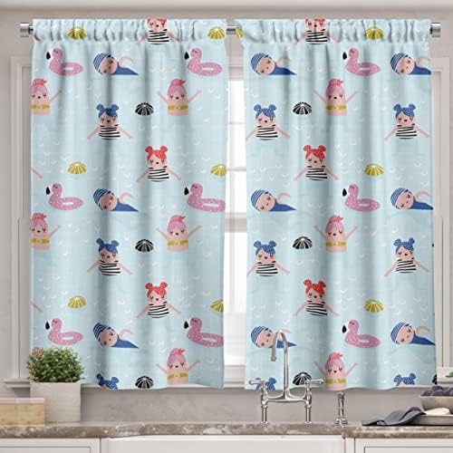 Ambesonne Summer Valance Tier Curtain 3Pc Set