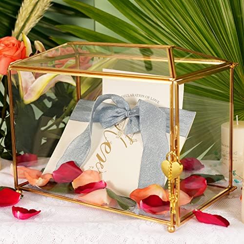 126 Golden Glass Card Box with Brass Lock for Wedding Reception