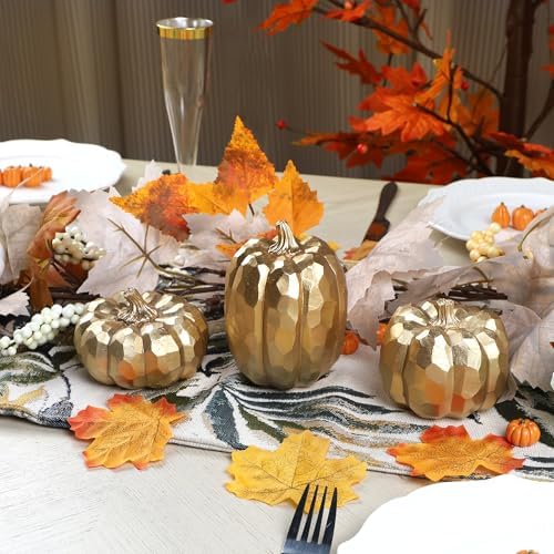 Winemana 3 Pack Gold Artificial Pumpkins