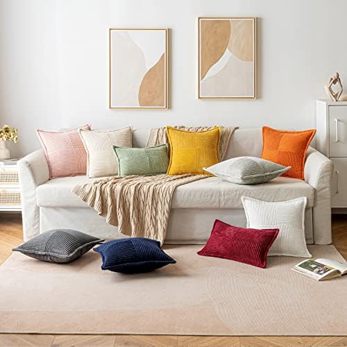 MIULEE Corduroy Pillow Covers Set of 2 Beige