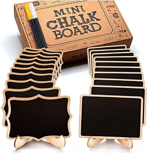 Mini Chalkboard Signs 20 Pack with Easel Stand