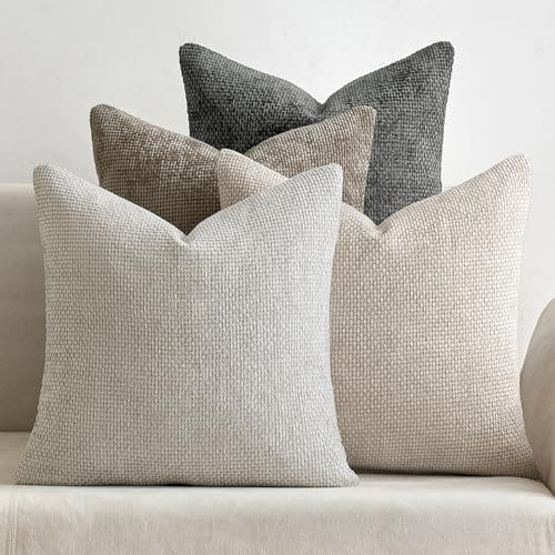 MIULEE 4-Pack 18x18 Inch Chenille Pillow Covers