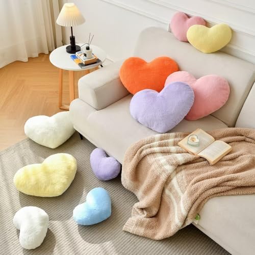 IREMATE Heart Pillow Pink Throw for Home Decor