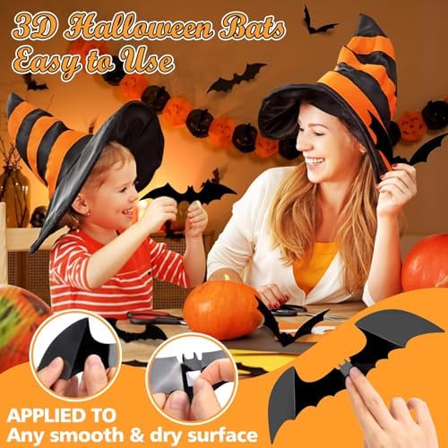 LUDILO Halloween Bats Wall Decor 100pcs PVC 3D Stickers
