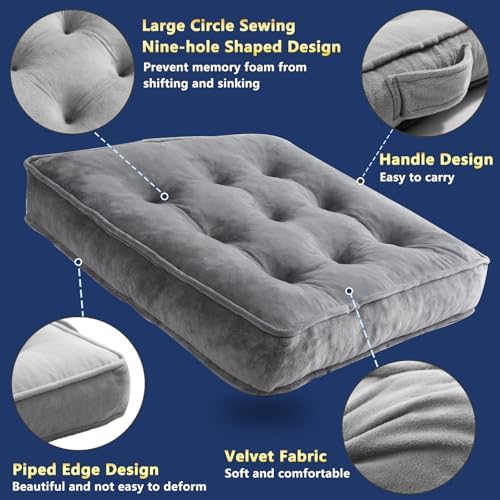 Memory Foam Floor Pillow Set of 2 - Grey