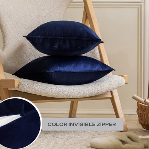 JIAHANNHA Velvet Navy Blue Throw Pillow Covers 2PCS 18x18 Inch