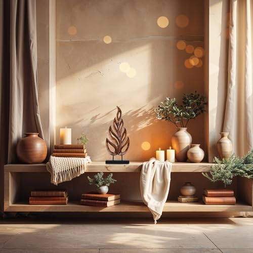 Decozen Hand Carved Wooden Leaf Coffee Table Decor