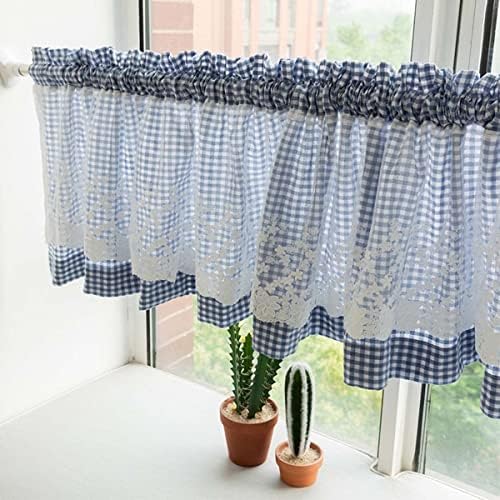 DPCXZ Blue Kitchen Tier Curtains with Embroidery