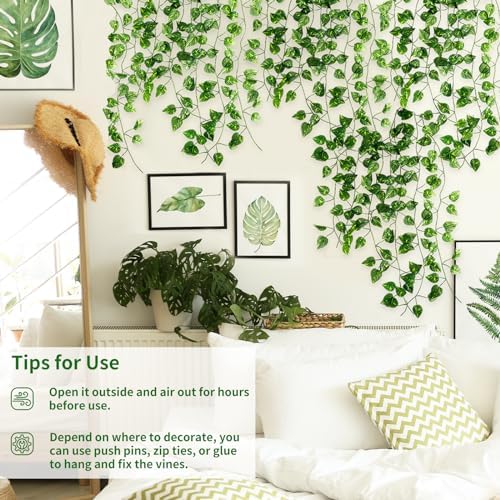 CEWOR 24 Pack Artificial Ivy Garland 168ft