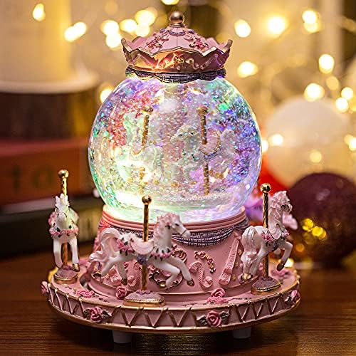 Whimsical Music Box Carousel with Unicorn Lights