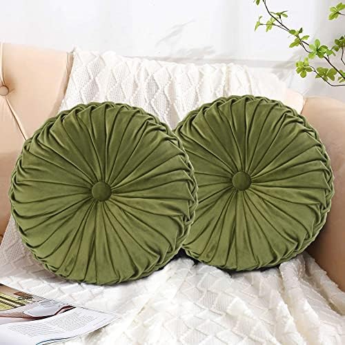 HIG Set of 2 Round Pleated Pumpkin Throw Pillows
