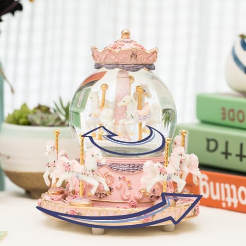 Whimsical Music Box Carousel with Unicorn Lights