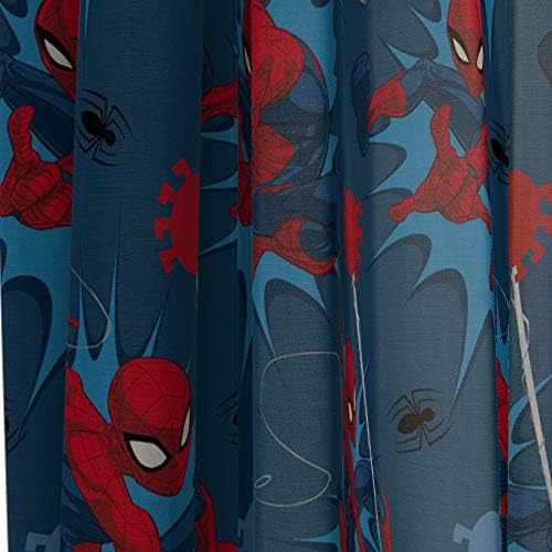 Jay Franco Spiderman Window Drapes Set - 4 Panels with 2 Tiebacks Blue
