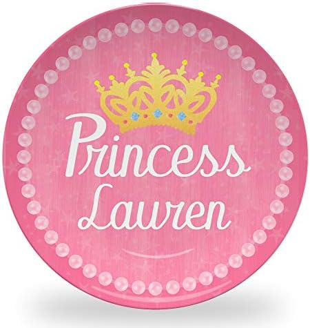Tiny Expressions Personalized Princess Plate with Custom Name and Crown Design 1
