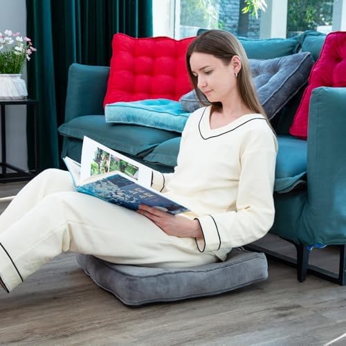 Memory Foam Floor Pillow Set of 2 - Grey