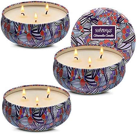 HITHYS Citronella Candles 3-Pack Travel Tin Soy Wax