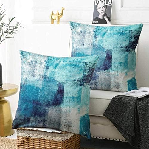 Set of 2 Turquoise Abstract Throw Pillow Covers