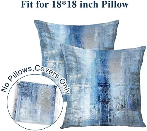 Alricc Blue Grey Abstract Art Pillow Cover Set of 2