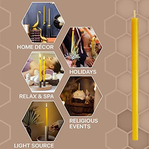 45 Pack Pure Beeswax Taper Candles with Honey Scent