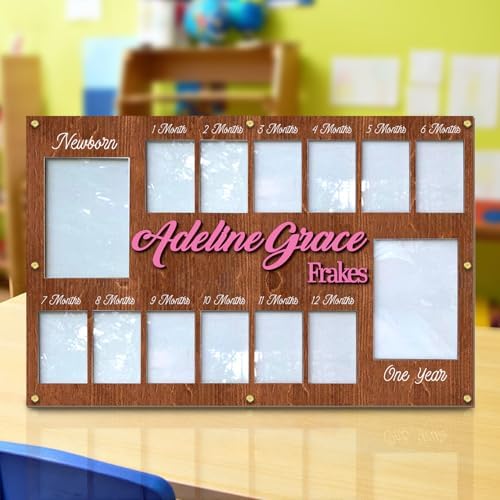 Personalized First Year Photo Frame for Baby 12 Months Memory Display