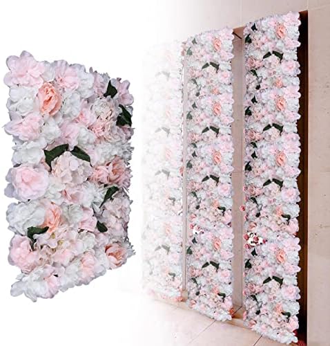 Wedding Party Flower Wall Panel 6 Pcs Light Pink Artificial Floral Backdrop