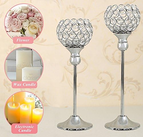 VINCIGANT Crystal Candleholder Set of 2 for Centerpieces