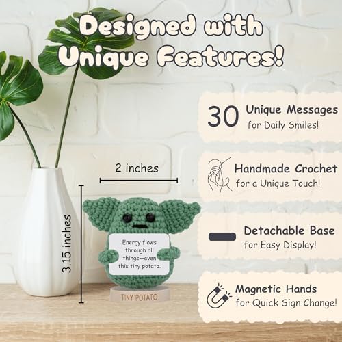 Handmade Baby Yoda Crochet Doll with 30 Affirmations