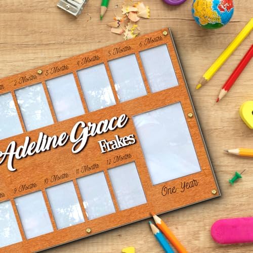 Personalized First Year Photo Frame for Baby 12 Months Memory Display
