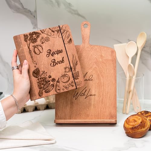 Enjoy The Wood Cookbook Stand - Personalized Wooden Recipe Book Holder