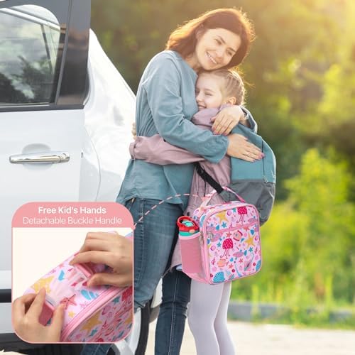 Bagseri Lunch Bag for Kids - Pink Marine Animals Reusable Leak-Proof Insulated