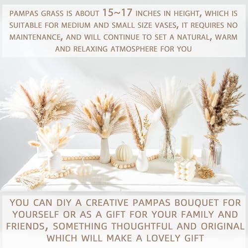 WILD AUTUMN 96PCS Dried Pampas Grass Boho Decor Bouquet