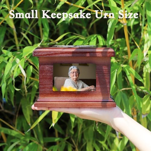 55 Inch Wooden Memorial Urn with Photo Frame - Wing Design
