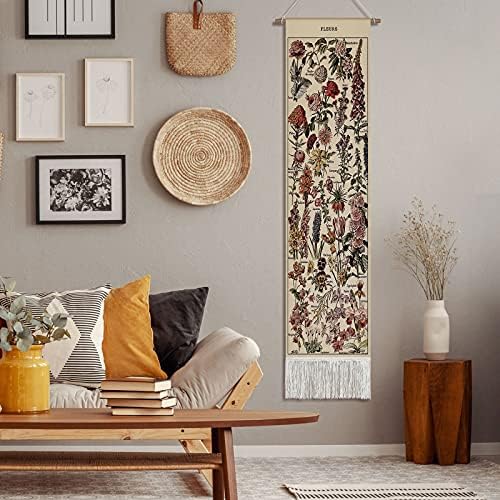 Tegeme Vintage Flower Wall Tapestry 52x13 Inch