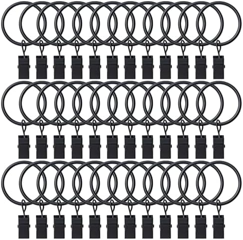 BOOMIBOO 36 Pack Curtain Rings with Clips 1
