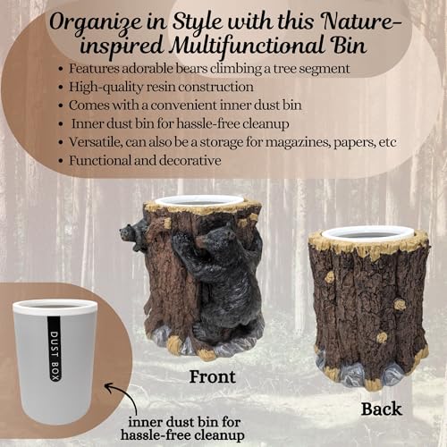 BestGiftEver Bear Climbing Tree Wastebasket - Small Decorative Trash Bin