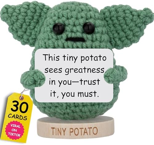 Handmade Baby Yoda Crochet Doll with 30 Affirmations