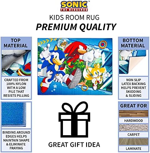 Franco Kids Room Non Slip Area Rug with Sonic The Hedgehog Design