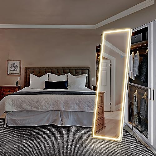 Sweetcrispy 64x21 LED Lighted Floor Mirror with Stand