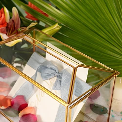 126 Golden Glass Card Box with Brass Lock for Wedding Reception