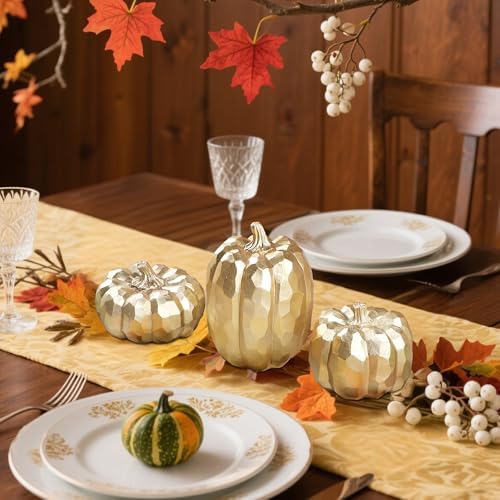 Winemana 3 Pack Gold Artificial Pumpkins