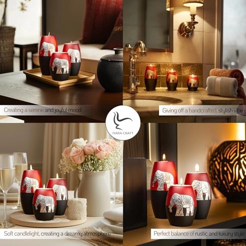 IYARA CRAFT 3 Wooden Candle Holders Set