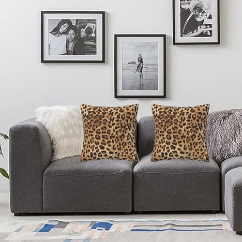 Tebjh Leopard Print Pillow Covers Set of 2 18x18 Inches