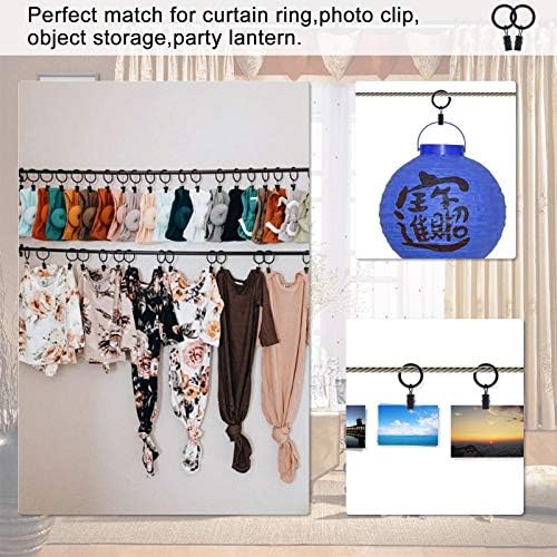42 Pack Black Curtain Rings with Clips for Drapery Rod