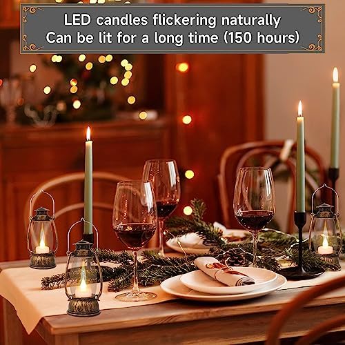 12Pcs Mini Lanterns with Flickering LED Candles Brown